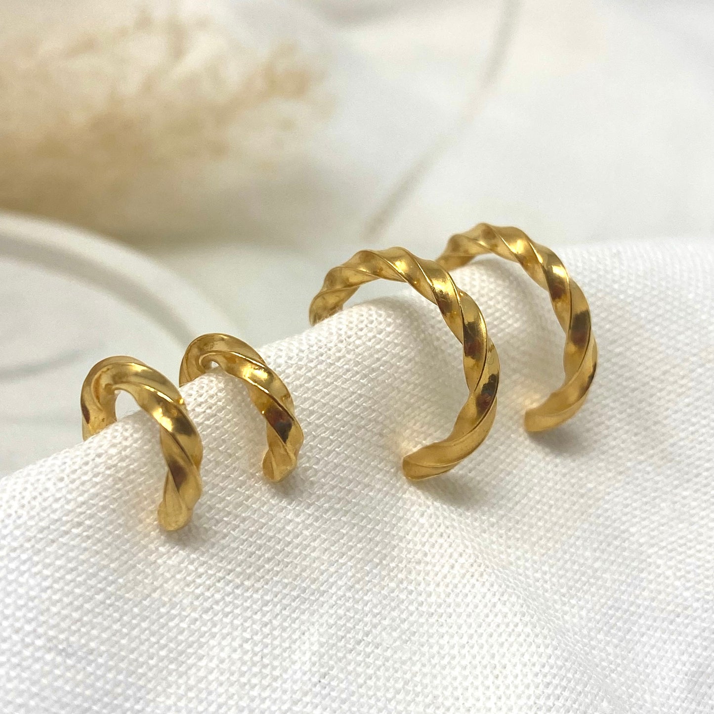 Gold Vermeil - Chunky Twist Hoops - Midi