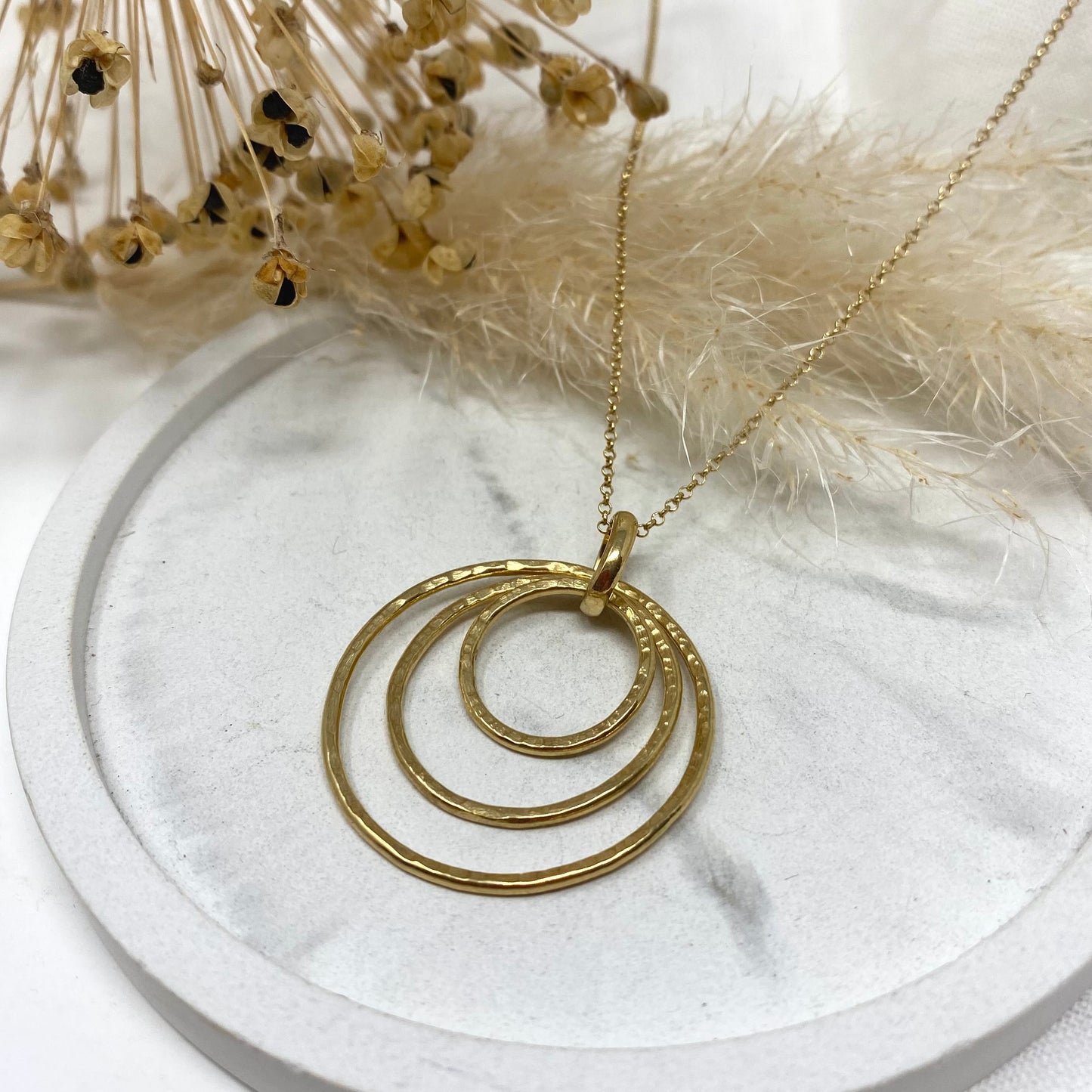 Gold Vermeil -  Trio of Rings Pendant - Large