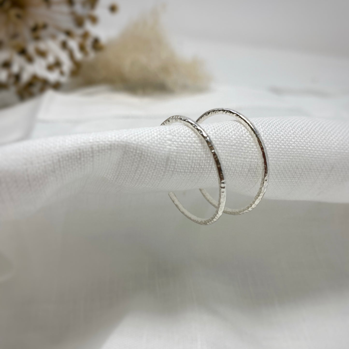 Hammered Hoop Earrings - Large