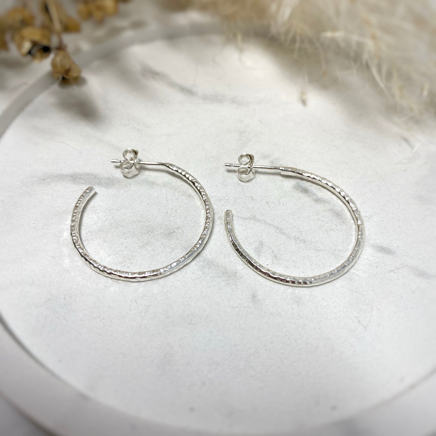 Hammered Hoop Earrings - Large