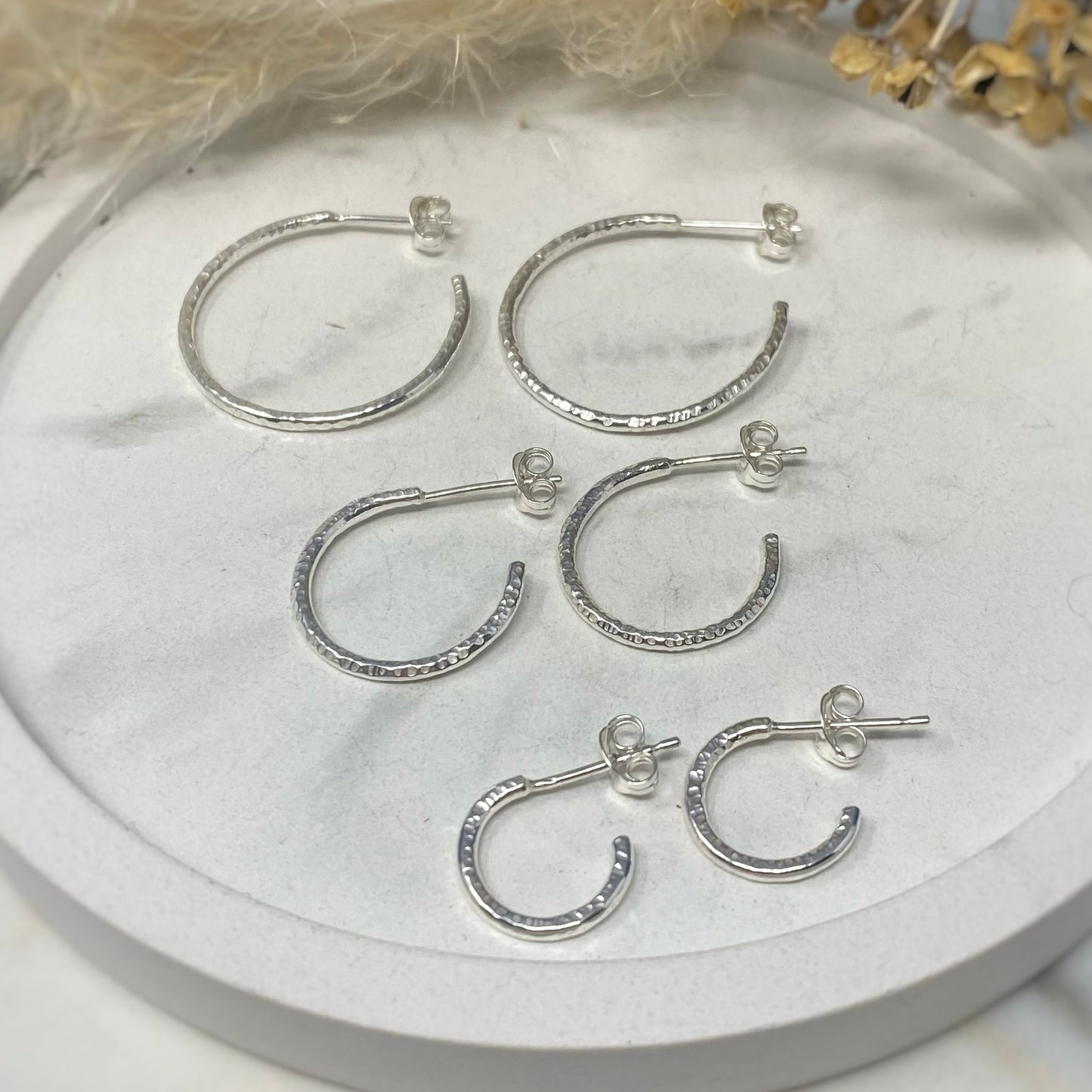 Hammered Hoop Earrings - Midi