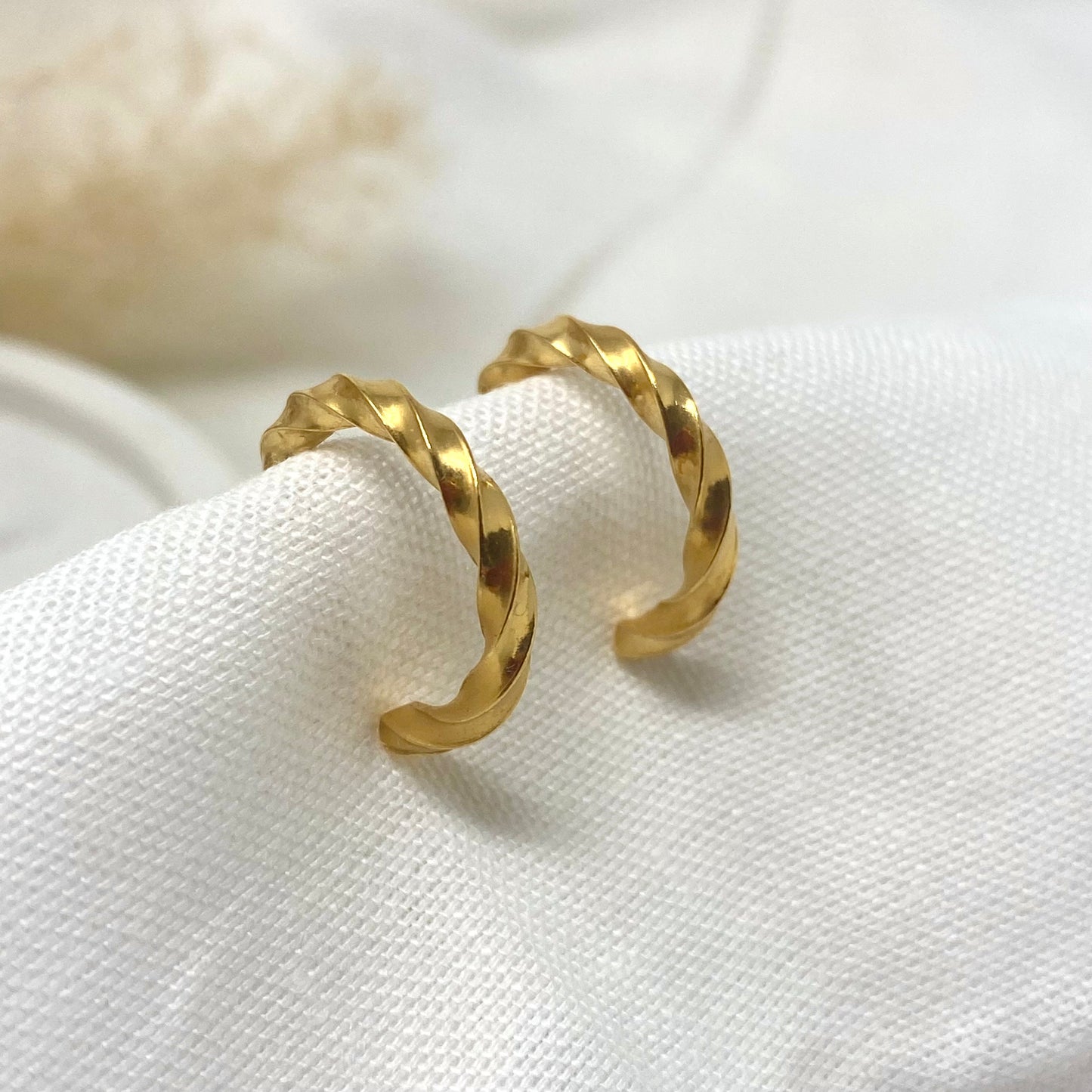 Gold Vermeil - Chunky Twist Hoops - Midi