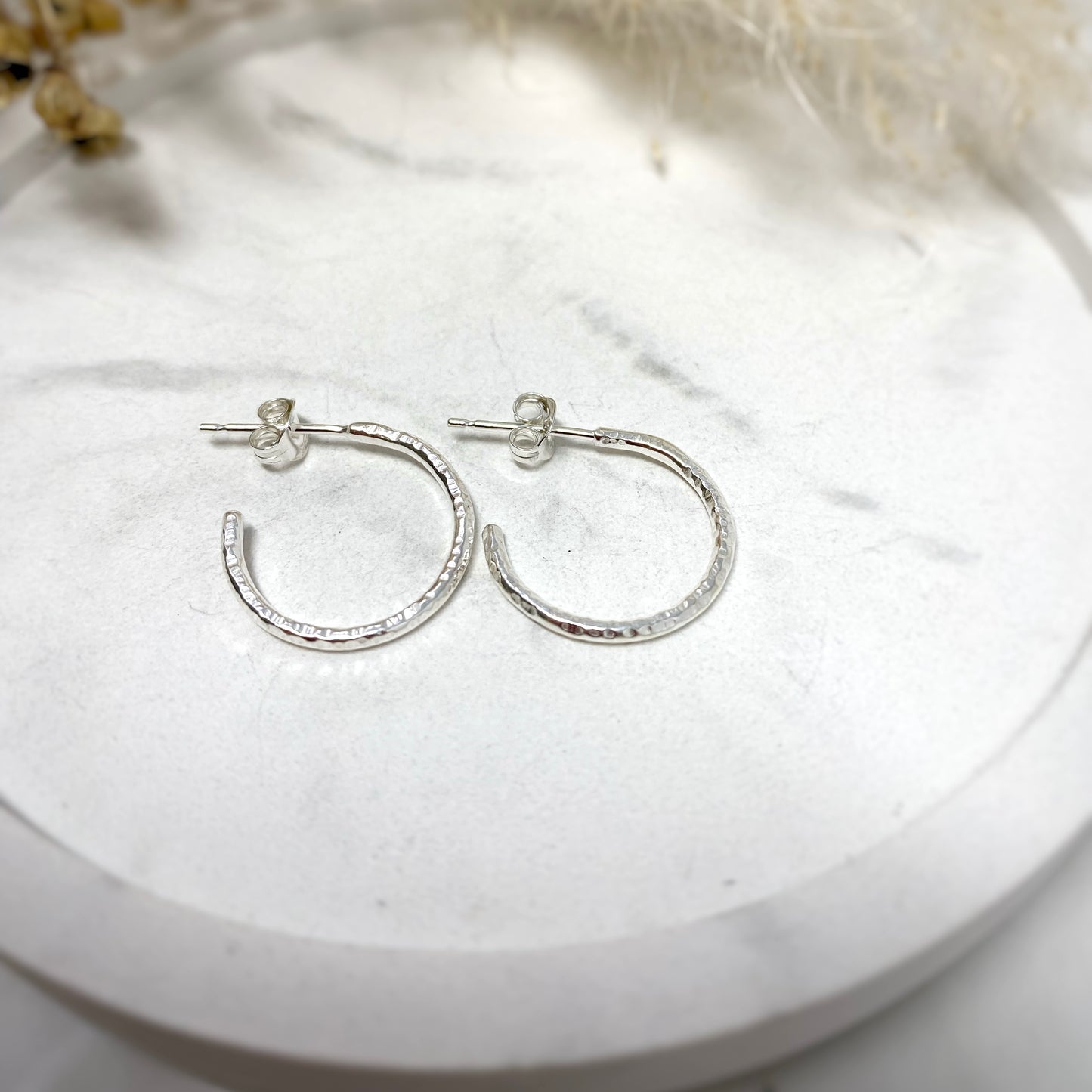 Hammered Hoop Earrings - Midi