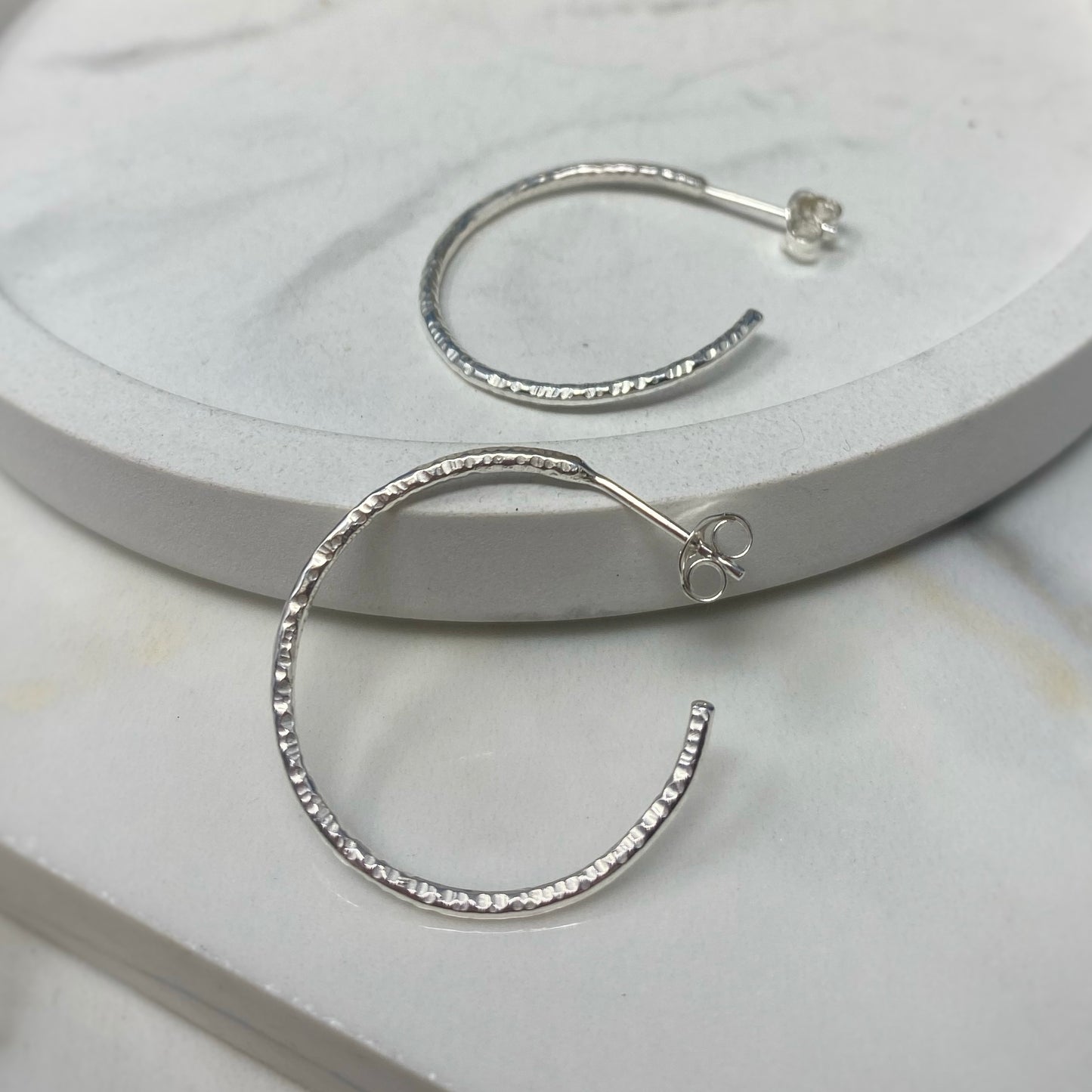 Hammered Hoop Earrings - Large