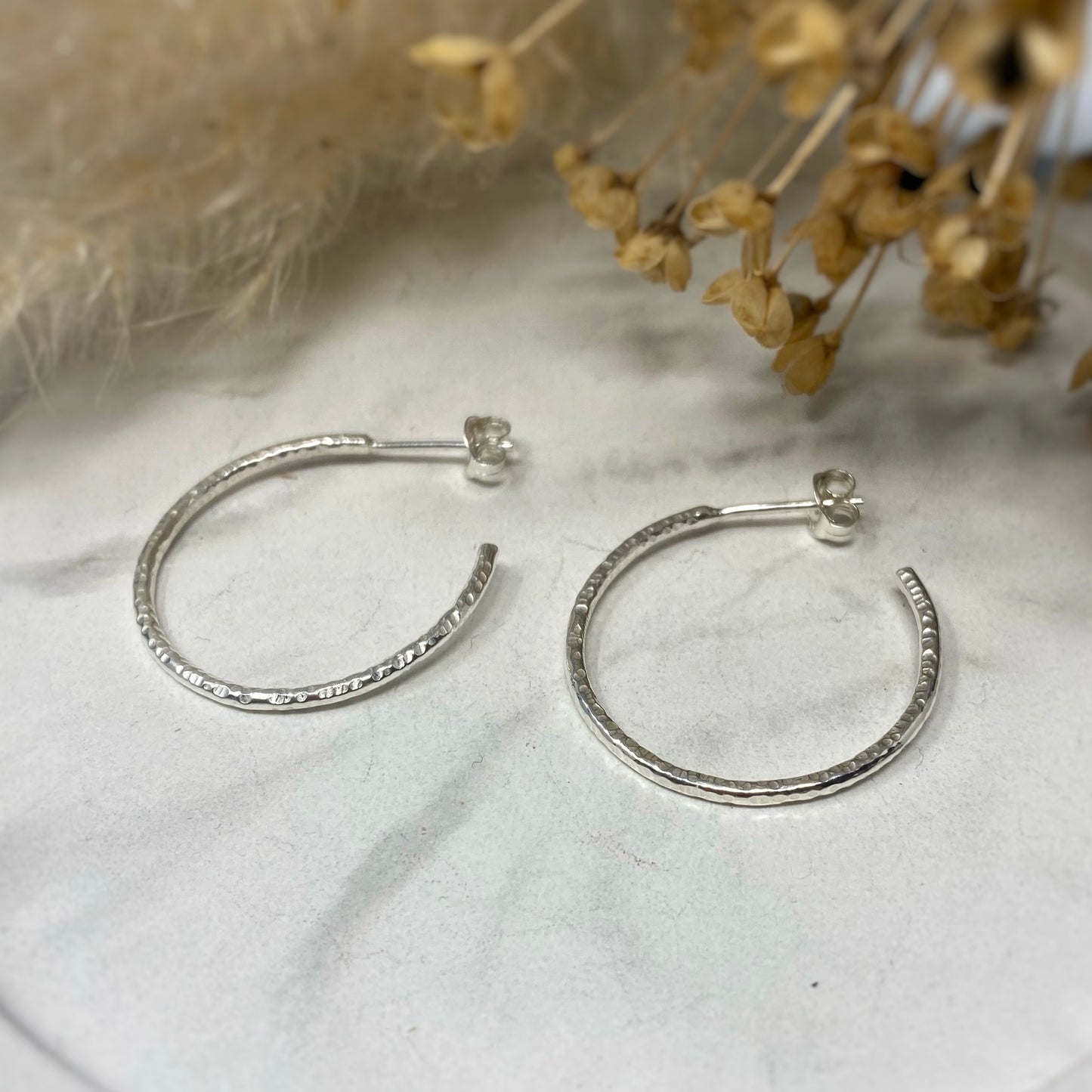 Hammered Hoop Earrings - Large