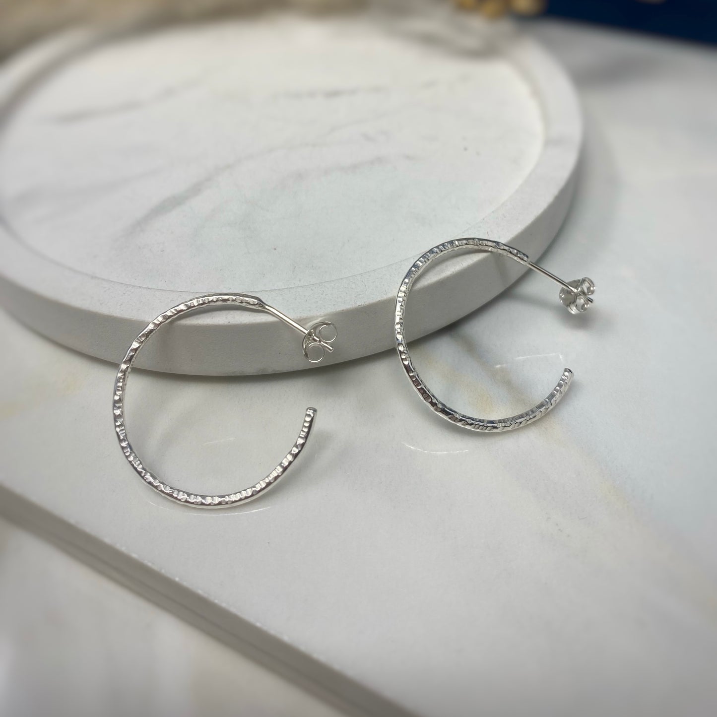 Hammered Hoop Earrings - Large