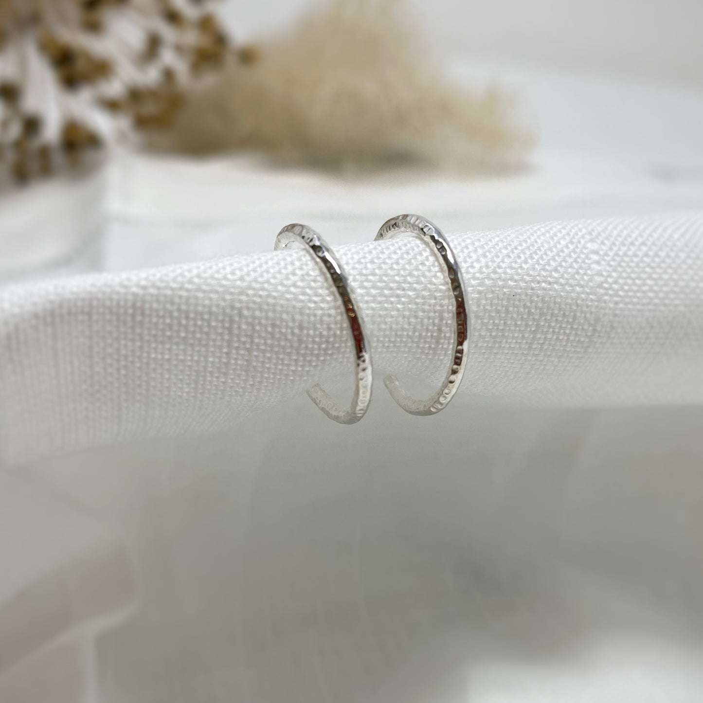 Hammered Hoop Earrings - Midi