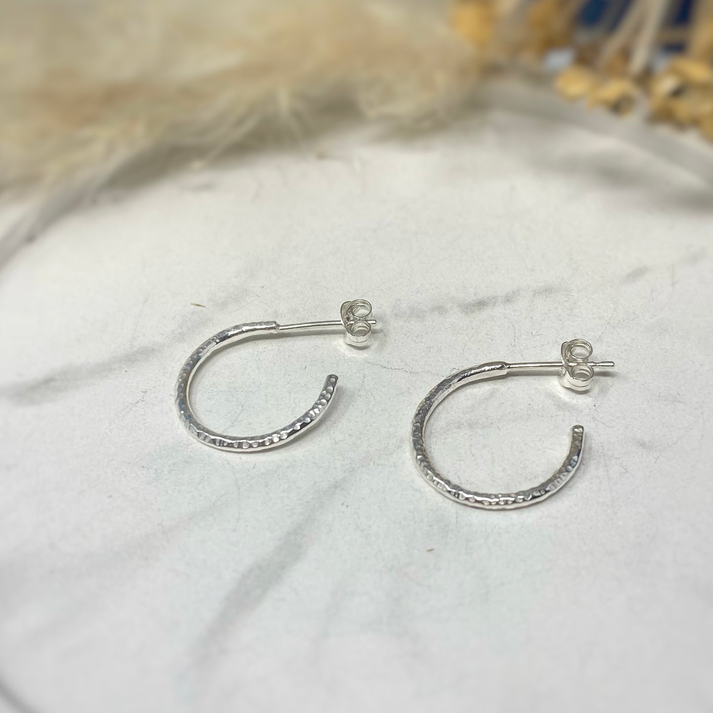 Hammered Hoop Earrings - Midi