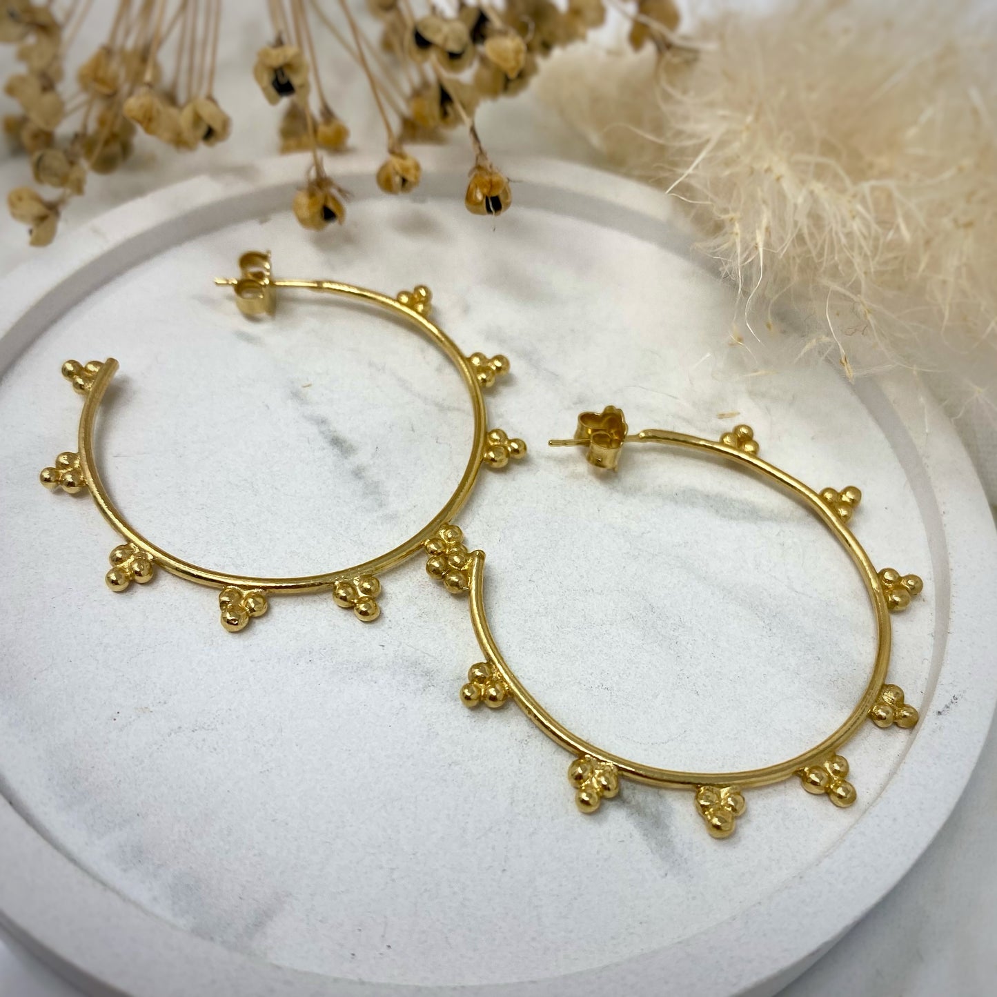 Gold Vermeil Sunbeam Hoop Earrings - Large