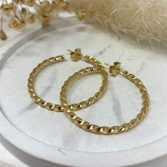 Gold Vermeil - Chunky Twist Hoops - Large